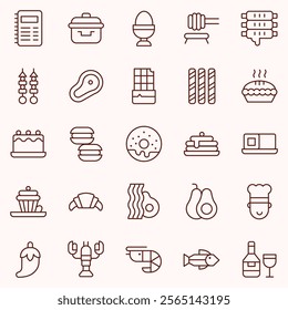 RESTAURANT FOOD MENU ICON SET