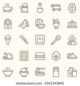 RESTAURANT FOOD MENU ICON SET