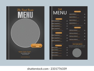 Restaurant Food Menu Layout Design WITH VECTOR