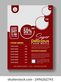 restaurant food menu poster and flyer design template.
