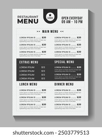 restaurant food menu poster and flyer design template banner