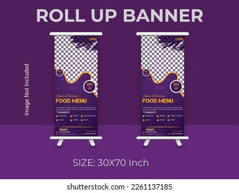 Menú de comida de restaurante - planilla de banner. diseño de banner de tipo de alimento vectorial. 