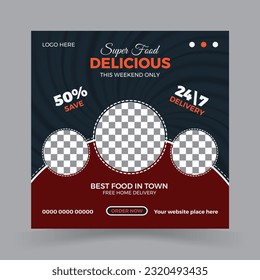 Restaurant food menu Social Media Post Design Template.