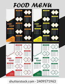 Diseño de plantillas de menú de comida para restaurante o diseño de folleto de comida