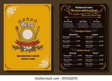 Restaurant Food Menu Vintage Design with Chalkboard Background vector format eps10