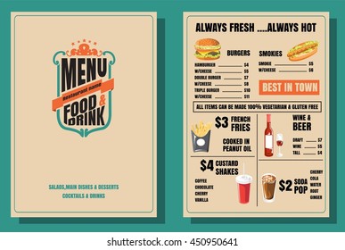 Restaurant Food Menu Vintage Design with Background vector format eps10