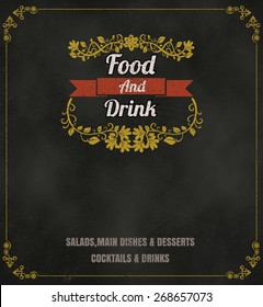 Restaurant Food Menu Vintage Typographic Design Chalkboard Background vector format eps10