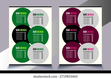 exemplo de design de menus de comida de restaurante