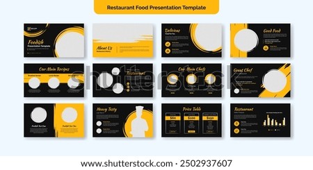 Restaurant Food Presentation Slide Template Design. Use for modern presentation background, brochure design, website slider, landing page, annual report, company profile