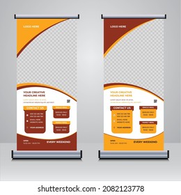 Restaurant food roll up banner design template