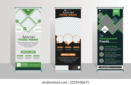 Restaurante, comida Rolling Up Banner Designs