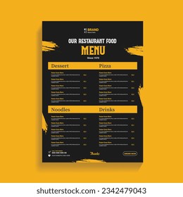 Plantilla de diseño de menú de servicio de comida para restaurante