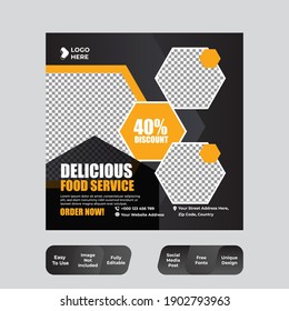 Restaurant food social media banner template for food promotion simple banner 