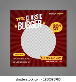 Restaurant food social media banner post design template	