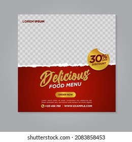 Restaurant food social media banner post design template	