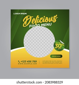 Restaurant food social media banner post design template	