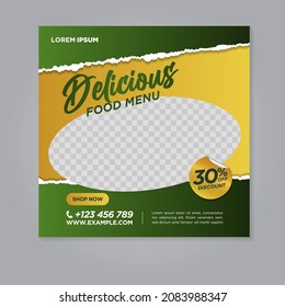 Restaurant food social media banner post design template	