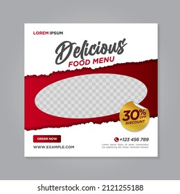 Restaurant food social media banner post design template	