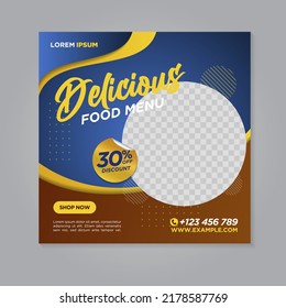 Restaurant food social media banner post design template	
