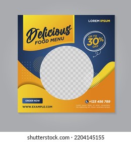 Restaurant food social media banner post design template	