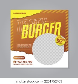 Restaurant food social media banner post design template	
