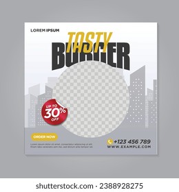 Restaurant food social media banner post design template	
