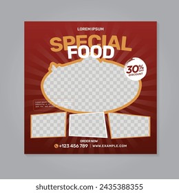 Restaurant food social media banner post design template	
