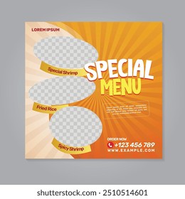 Restaurant food social media banner post design template	
