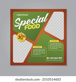 Restaurant food social media banner post design template	
