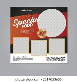 Restaurant food social media banner post design template	
