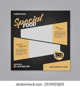 Restaurant food social media banner post design template	
