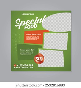 Restaurant food social media banner post design template	
