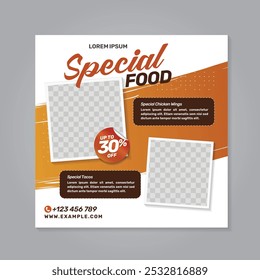 Restaurant food social media banner post design template	
