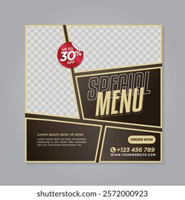 Restaurant food social media banner post design template	
