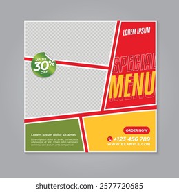 Restaurant food social media banner post design template	
