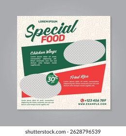 Restaurant food social media banner post design template	

