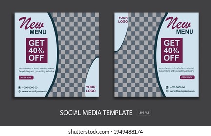 restaurant and food template, Suitable for social media post and web internet ads. Vector illustration with photo college