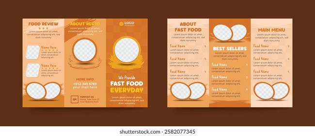 Restaurant food trifold brochure menu template design 