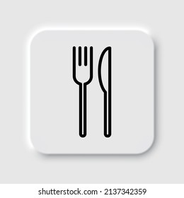 Restaurant, fork knife simple icon. Flat desing. Neumorphism design.ai