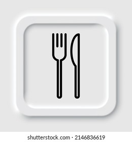 Restaurant, fork knife simple icon. Flat design. Neumorphism design.ai