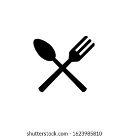 Restaurant, Fork and spoon icon flat design in black flat shape design  on white background