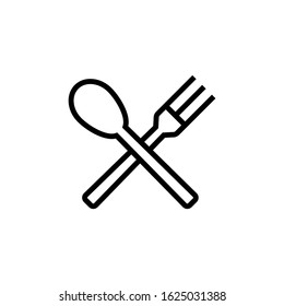 Restaurant, Fork and spoon icon flat design in outline, lineart style on white background