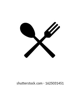 Restaurant, Fork and spoon icon flat design in black flat shape design  on white background