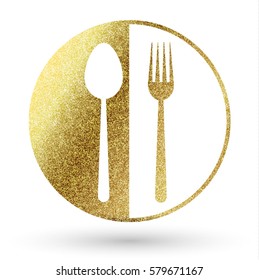 restaurant fork spoon logo in gold