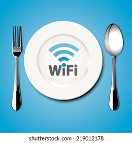 Restaurant Free Wi-Fi. Vector. Illustration.