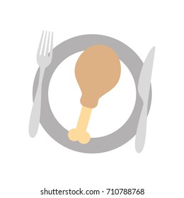 restaurant fried chicken food with dish and fork knife