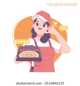 restaurant girl waiters character design