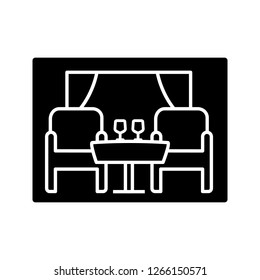 Restaurant glyph icon. Cafe. Dining room, canteen. Catering service. Silhouette symbol. Negative space. Vector isolated illustration