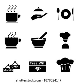 Restaurant-Glyph-Symbol gesetzt. einfaches Design bearbeitbar. Vorlagenvektor erstellen