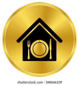 restaurant - gold vector icon